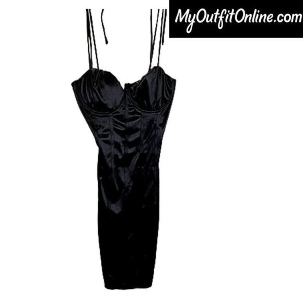 Womens Satin Sweetheart Neckline Wrap Bodycon Backless‎ Corset Sexy Mini